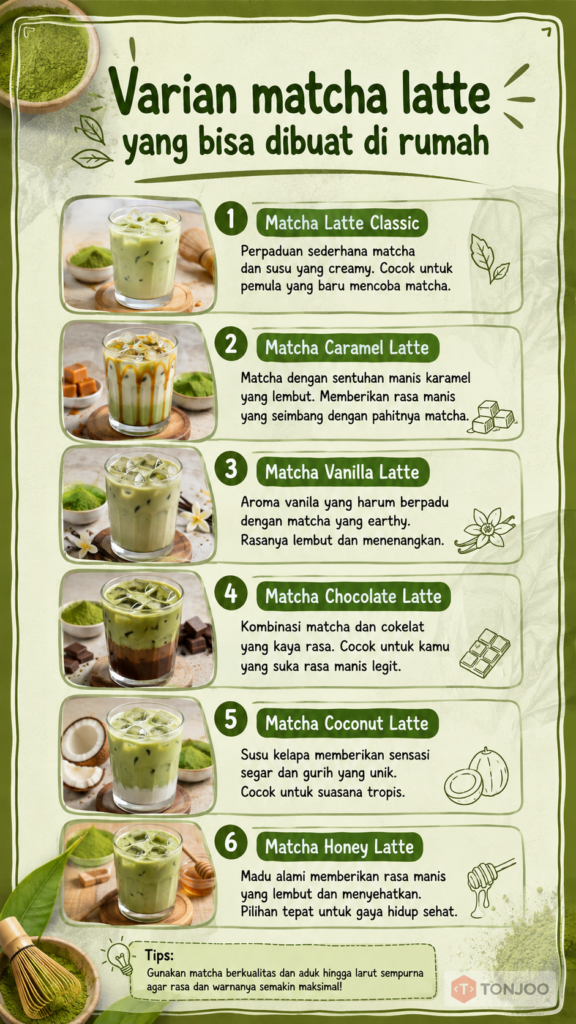 Tips Membuat Prompt AI untuk Poster infografis 4 poster infografis varian matcha buat instagram story