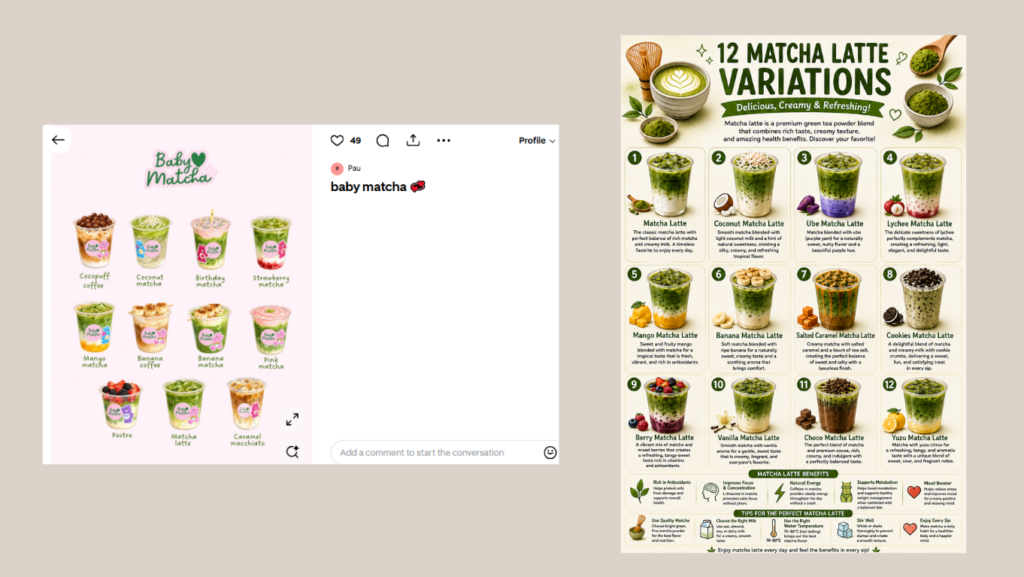 Tips for Prompting AI to Create Infographic Posters 3 poster of the matcha variations