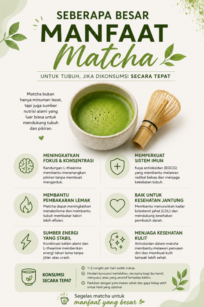 Tips Membuat Prompt AI untuk Poster infografis 1 poster tentang manfaat matcha