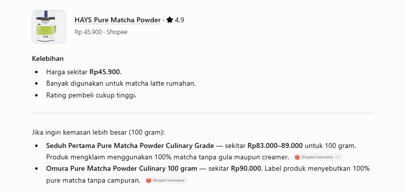 rekomendasi matcha bubuk